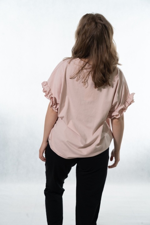 T-shirt z falbankami Volant WIYA - Cipria