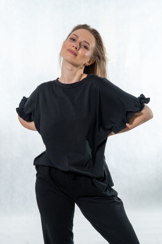 T-shirt z falbankami Volant WIYA - Nero