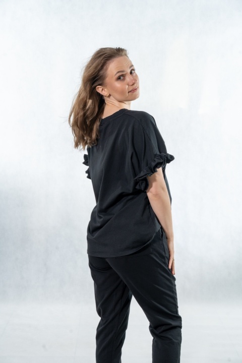 T-shirt z falbankami Volant WIYA - Nero