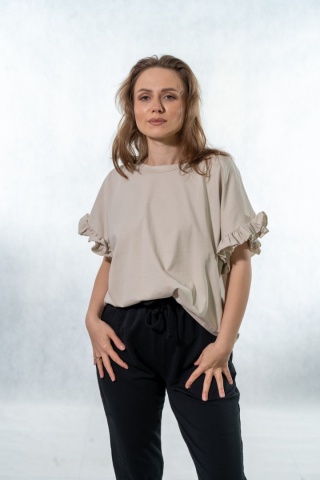T-shirt z falbankami Volant WIYA - Sabbia