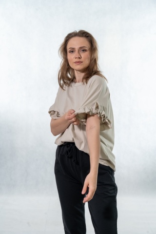 T-shirt z falbankami Volant WIYA - Sabbia