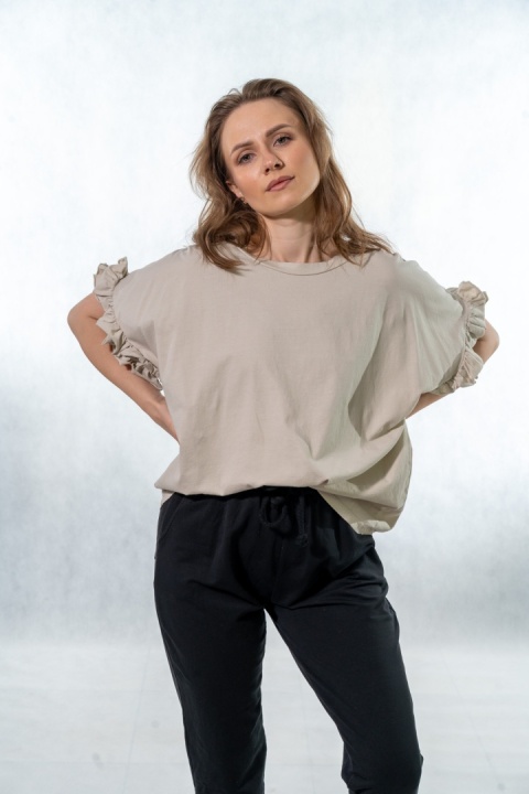 T-shirt z falbankami Volant WIYA - Sabbia