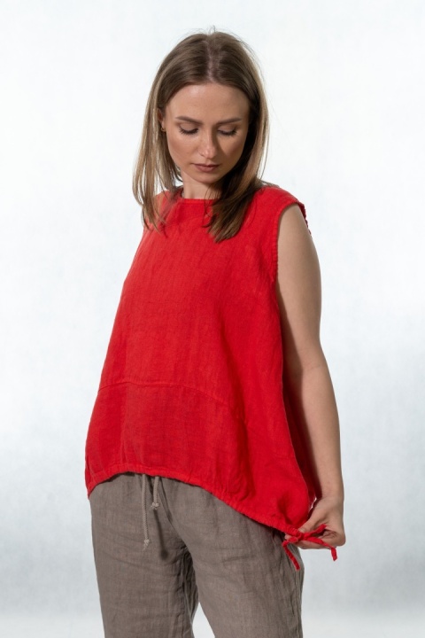 Top lniany oversize WIYA - Flame red