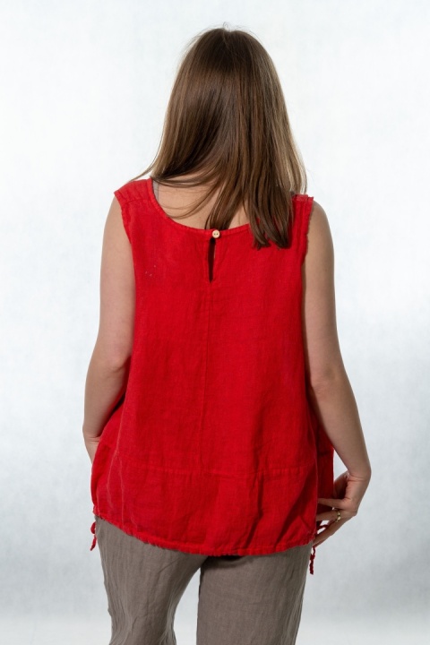 Top lniany oversize WIYA - Flame red