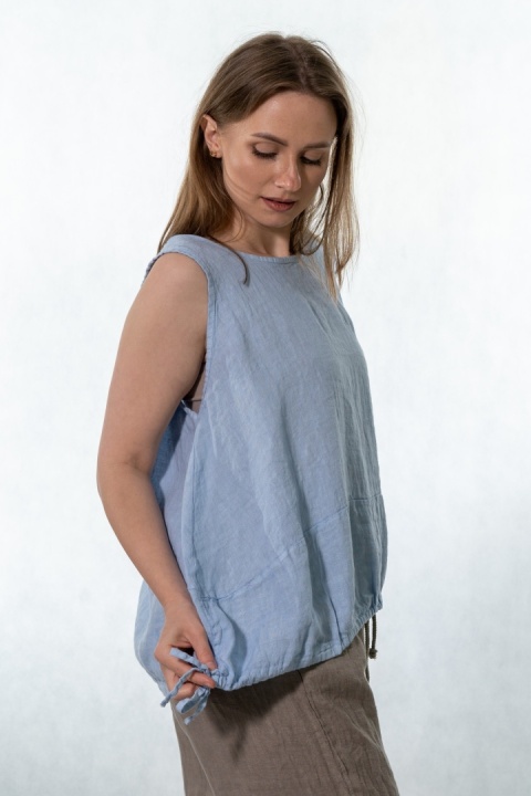 Top lniany oversize WIYA - Cielo