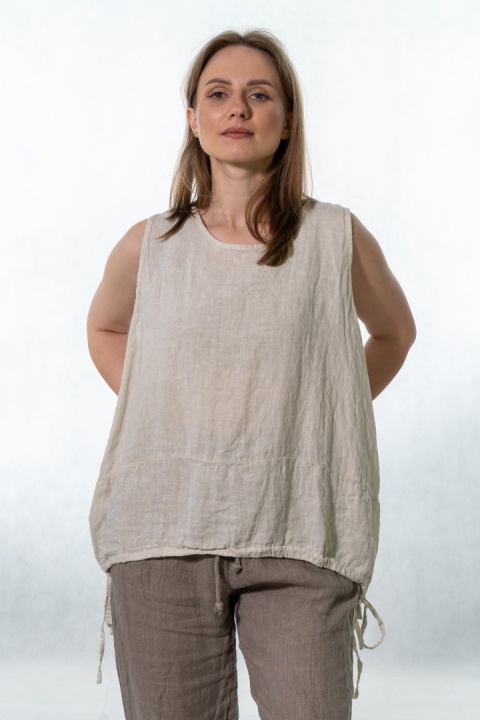 Top lniany oversize WIYA - Sabbia