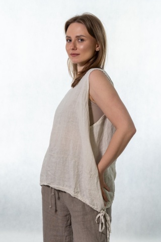 Top lniany oversize WIYA - Sabbia