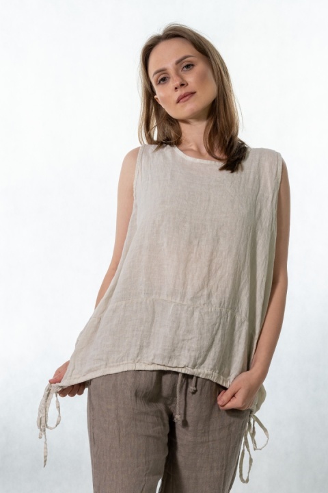 Top lniany oversize WIYA - Sabbia