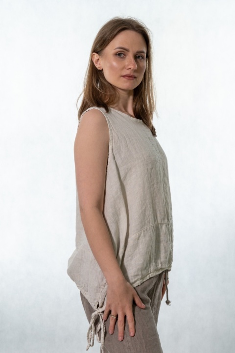 Top lniany oversize WIYA - Sabbia
