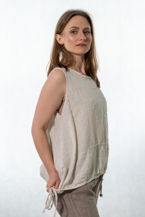Top lniany oversize WIYA - Sabbia