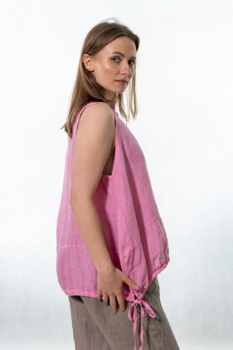 Top lniany oversize WIYA - Paris pink