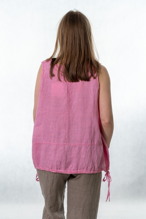 Top lniany oversize WIYA - Paris pink