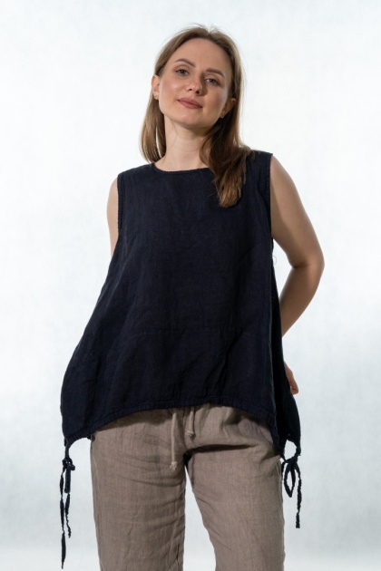 Top lniany oversize WIYA - Notte
