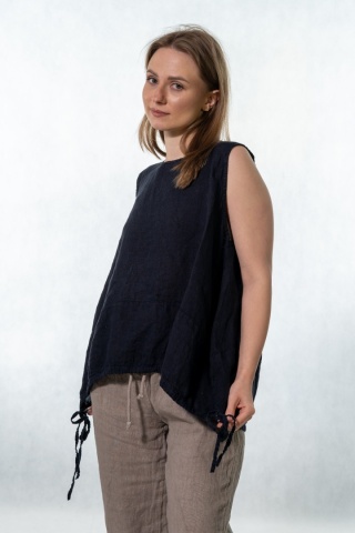 Top lniany oversize WIYA - Notte