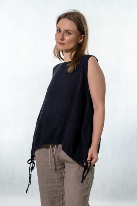 Top lniany oversize WIYA - Notte