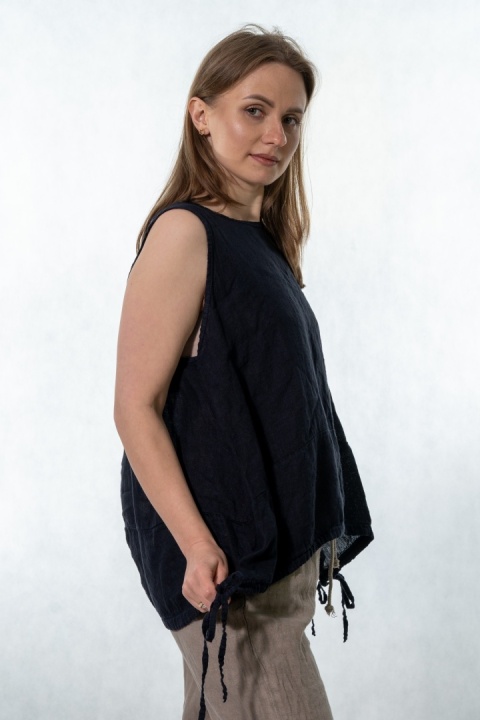 Top lniany oversize WIYA - Notte