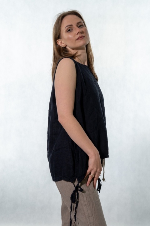 Top lniany oversize WIYA - Notte