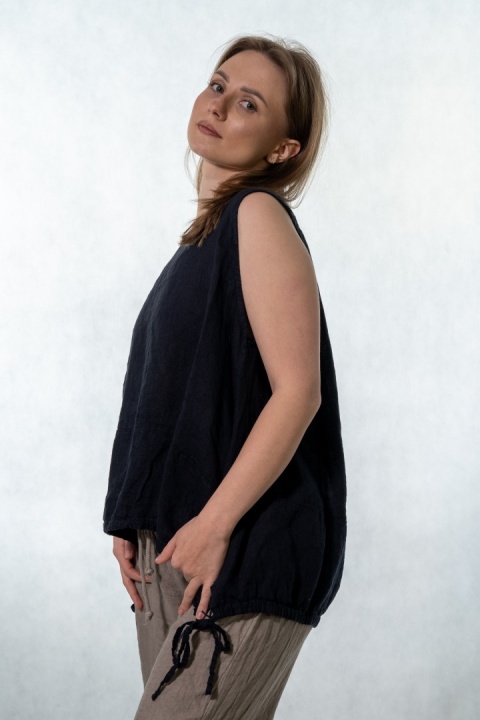Top lniany oversize WIYA - Notte