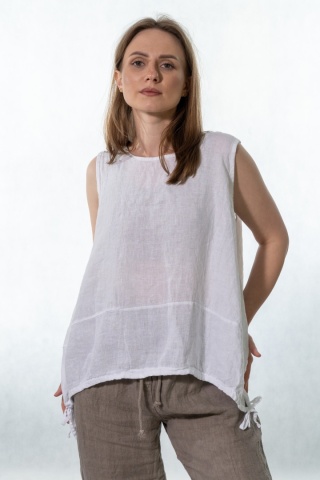Top lniany oversize WIYA - Bianco