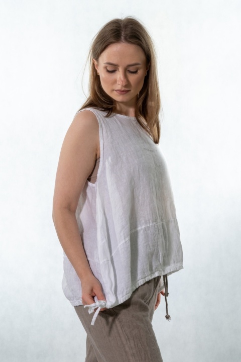 Top lniany oversize WIYA - Bianco