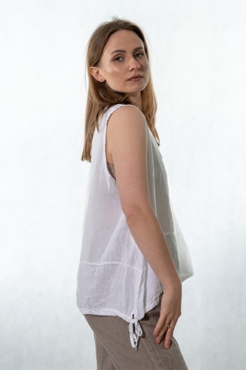 Top lniany oversize WIYA - Bianco