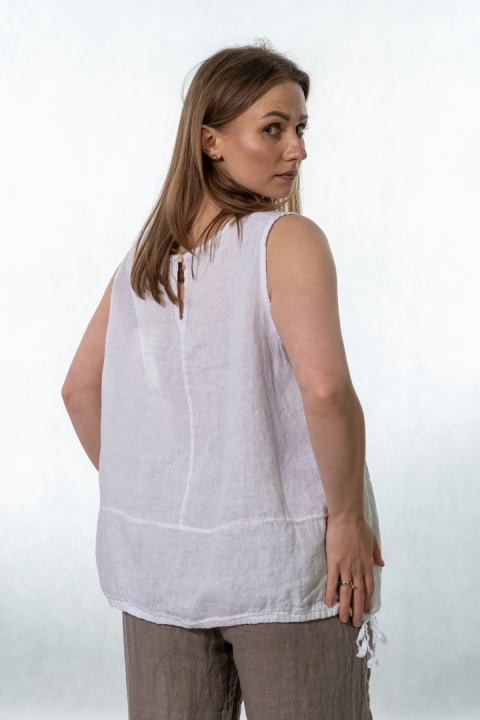 Top lniany oversize WIYA - Bianco