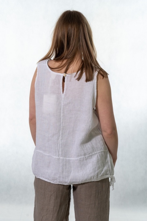 Top lniany oversize WIYA - Bianco