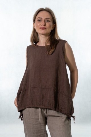 Top lniany oversize WIYA - Moka