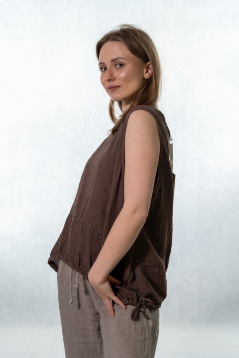 Top lniany oversize WIYA - Moka