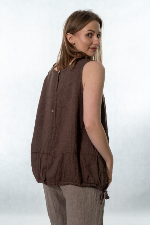 Top lniany oversize WIYA - Moka