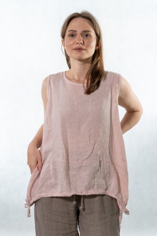 Top lniany oversize WIYA - Cipria