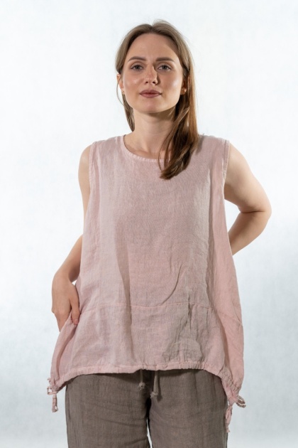 Top lniany oversize WIYA - Cipria