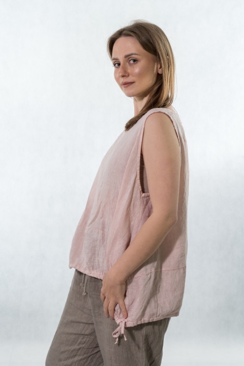 Top lniany oversize WIYA - Cipria
