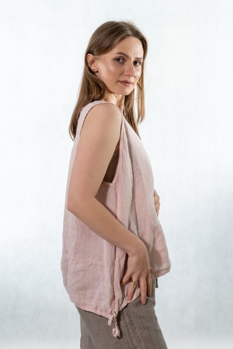 Top lniany oversize WIYA - Cipria