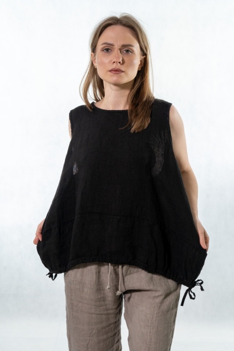 Top lniany oversize WIYA - Nero