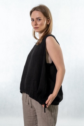 Top lniany oversize WIYA - Nero