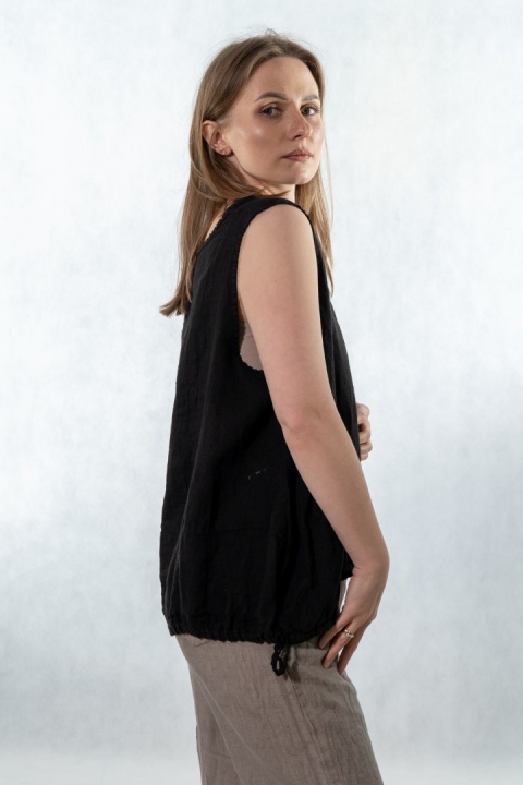 Top lniany oversize WIYA - Nero