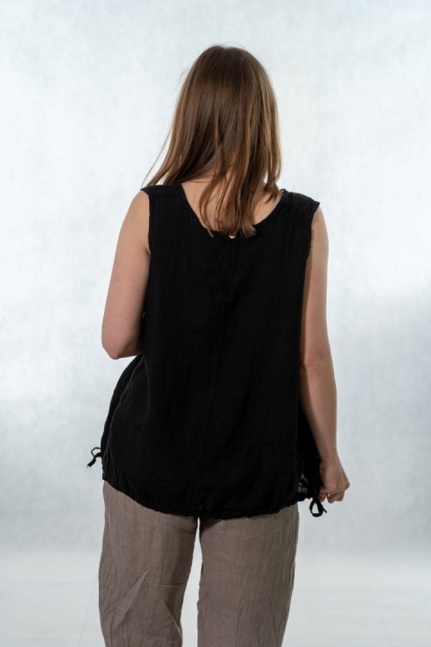 Top lniany oversize WIYA - Nero