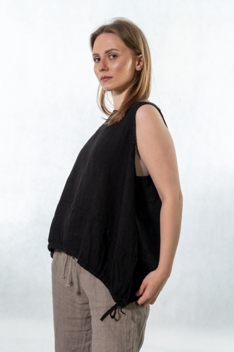 Top lniany oversize WIYA - Nero