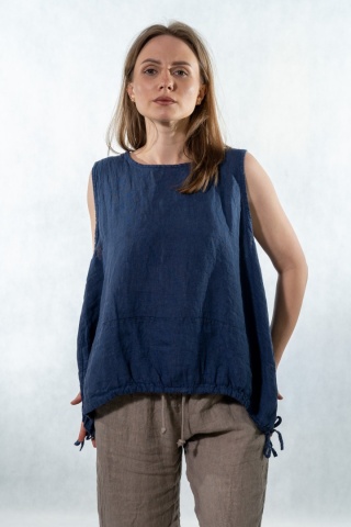 Top lniany oversize WIYA - Marine
