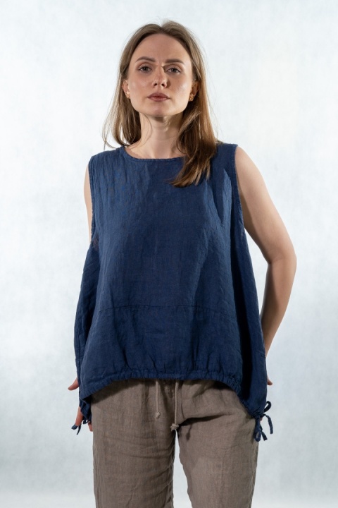 Top lniany oversize WIYA - Marine