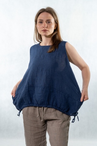 Top lniany oversize WIYA - Marine