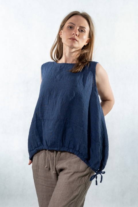 Top lniany oversize WIYA - Marine