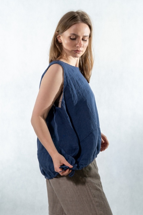 Top lniany oversize WIYA - Marine