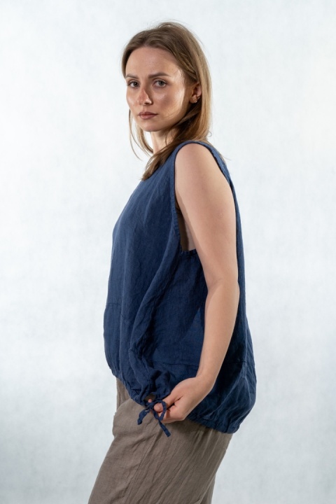 Top lniany oversize WIYA - Marine