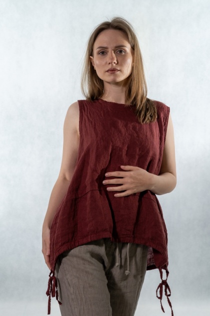 Top lniany oversize WIYA - Peperoncino