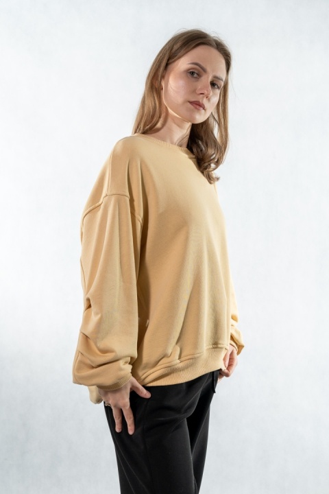 Bluza damska COLETTE – Bananowa z efektownym marszczeniem na rękawach