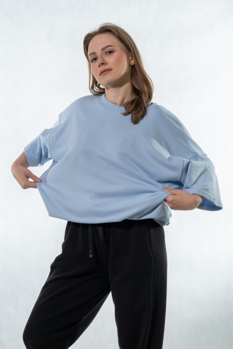Bluza damska krótki rękaw COLETTE - Baby Blue