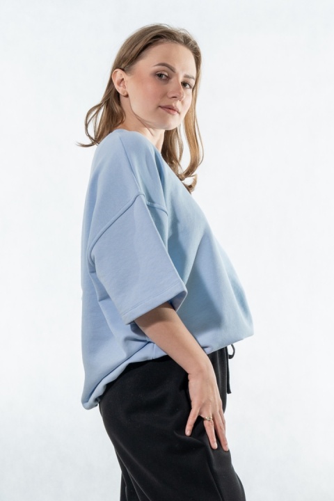 Bluza damska krótki rękaw COLETTE - Baby Blue