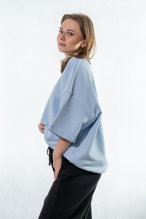 Bluza damska krótki rękaw COLETTE - Baby Blue
